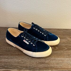 Superga Blue Velvet Shoes - Size 40